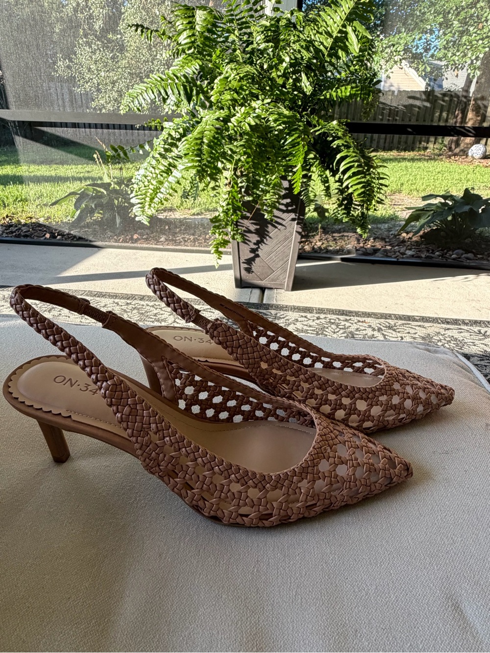 *New* On 34th - Brown Woven Slingback Pumps